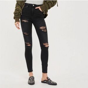 TopShop Petite Jamie Black Destroyed Jeans